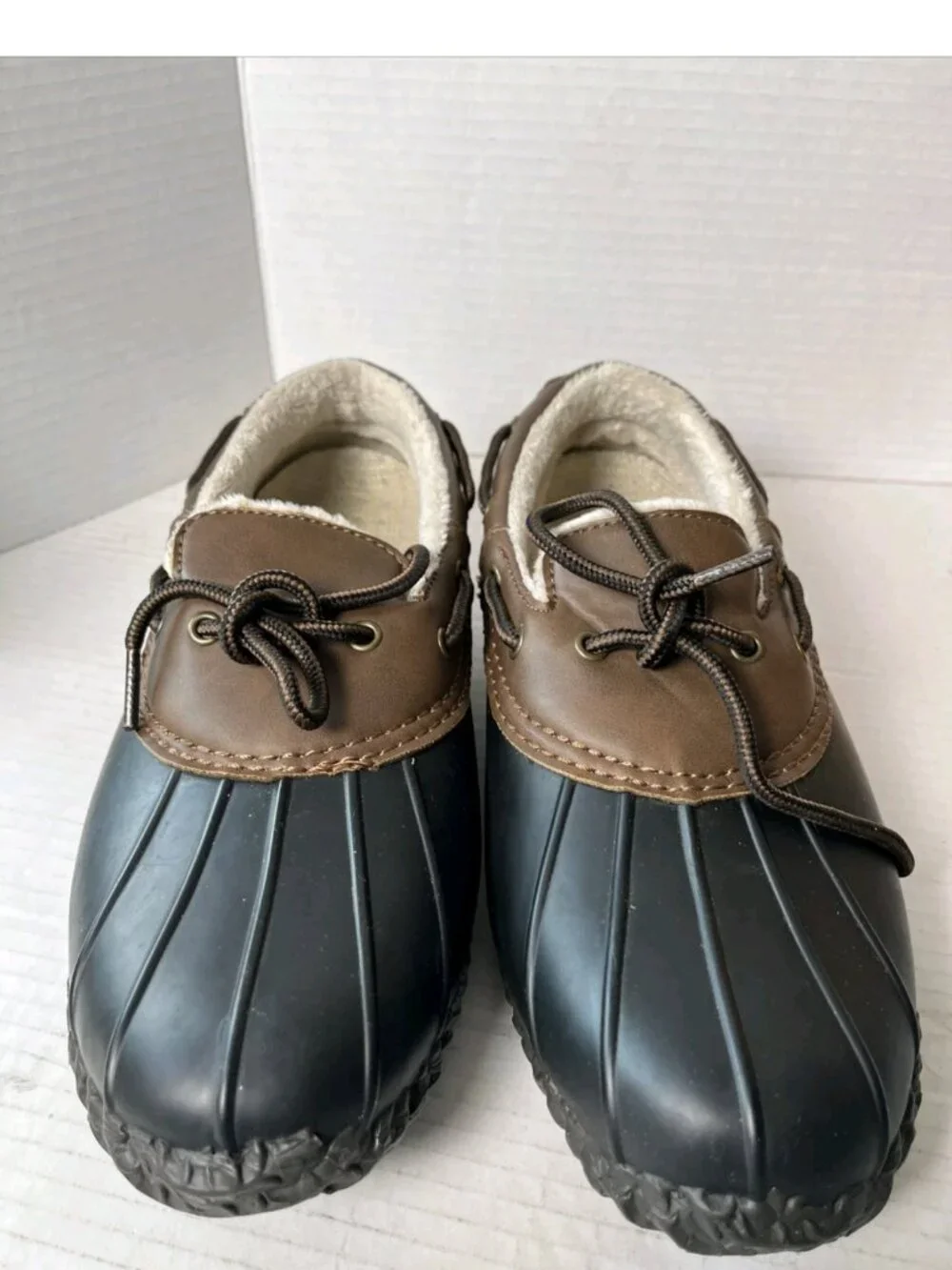 JBU by Jambu Gwen Duck Shoes Women 10 Black Brown Faux Fur Lined